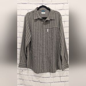 Columbia Casual Green and Black Plaid Button Front Shirt Men's Size Large